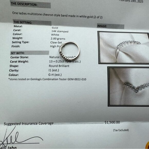 14KT White Gold , 1/2CT Chevron Brilliant Round Diamond Bands - Picture 6 of 8